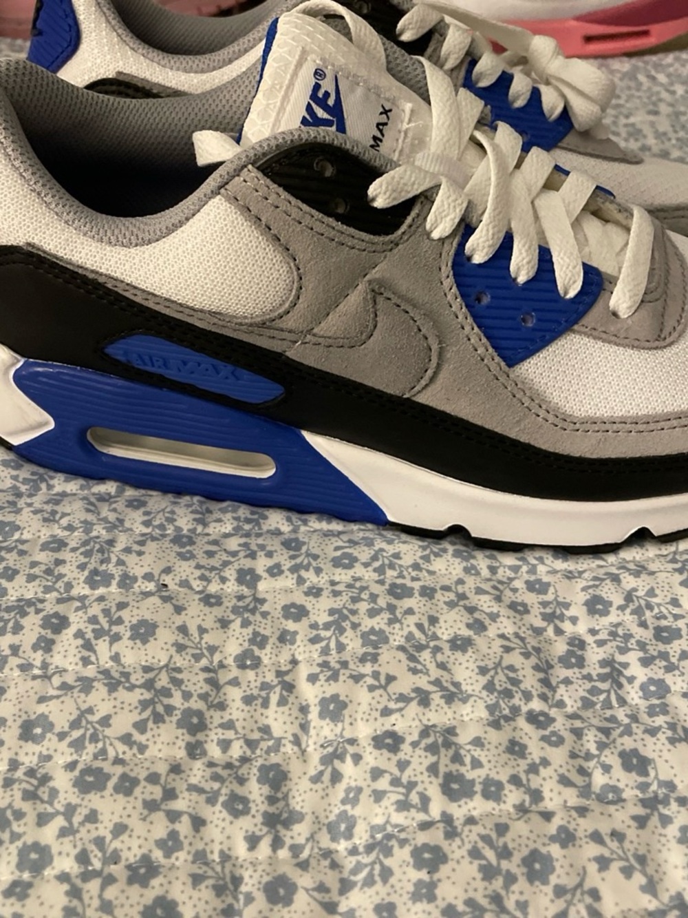 Nike Air Max White, Gray, Black & Blue Running Shoes